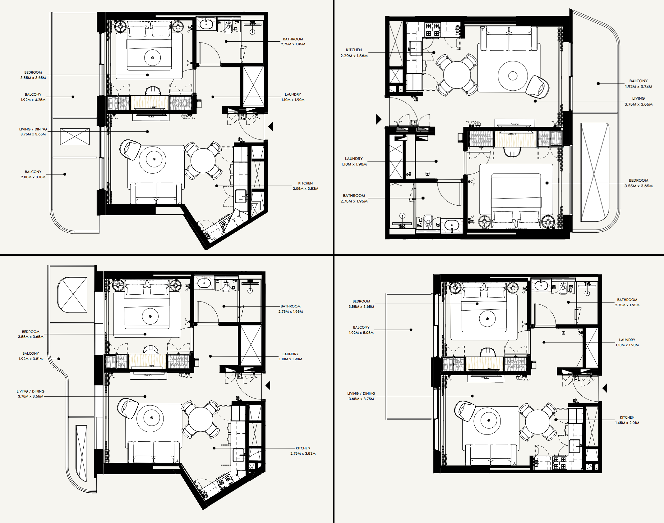 1 Bedroom Apartment Floor Plan | Azizi Wasel | Dual-Balcony Layout with Smart Interiors