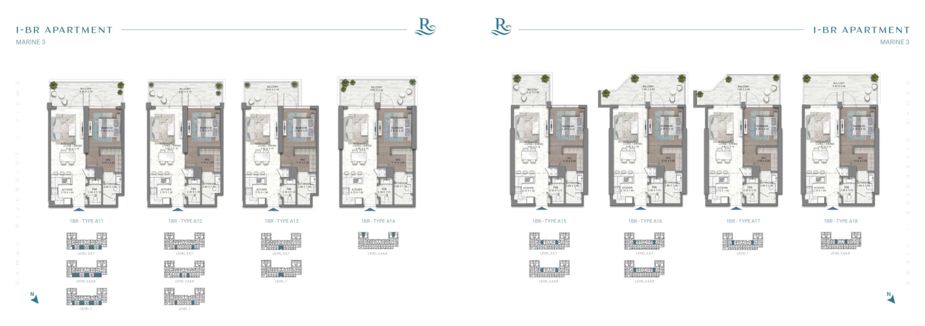 1 Bedroom Apartment with Balcony and Powder Room | Riverside Views by DAMAC | 783 Sq.Ft.