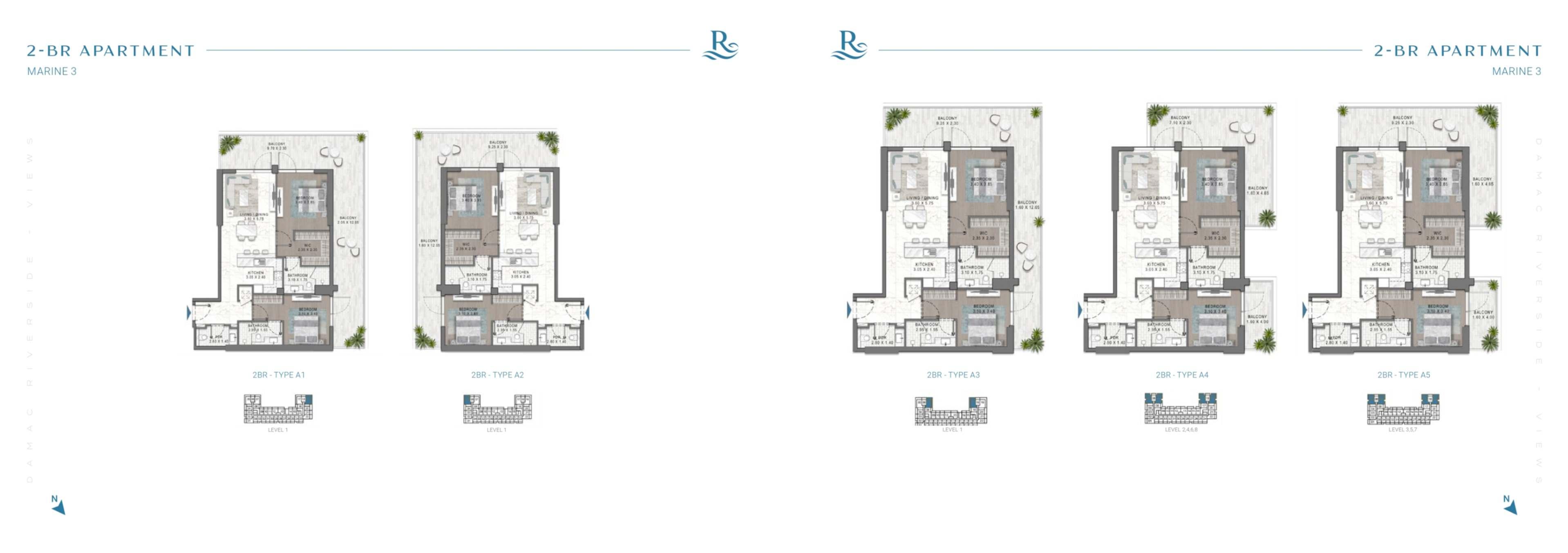 2 Bedroom Apartment with Balcony and Powder Room | Riverside Views by DAMAC | 987 Sq.Ft.
