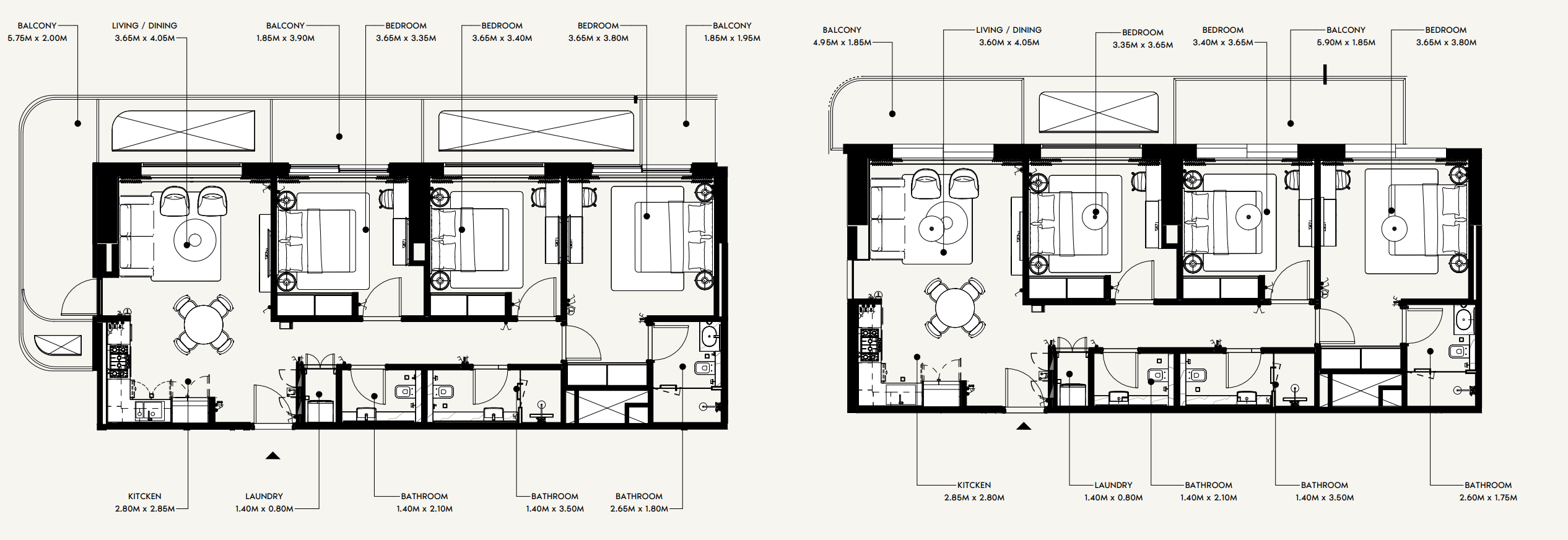 3 Bedroom Apartment Floor Plan | Azizi Wasel | Expansive Layouts with Multiple Balconies