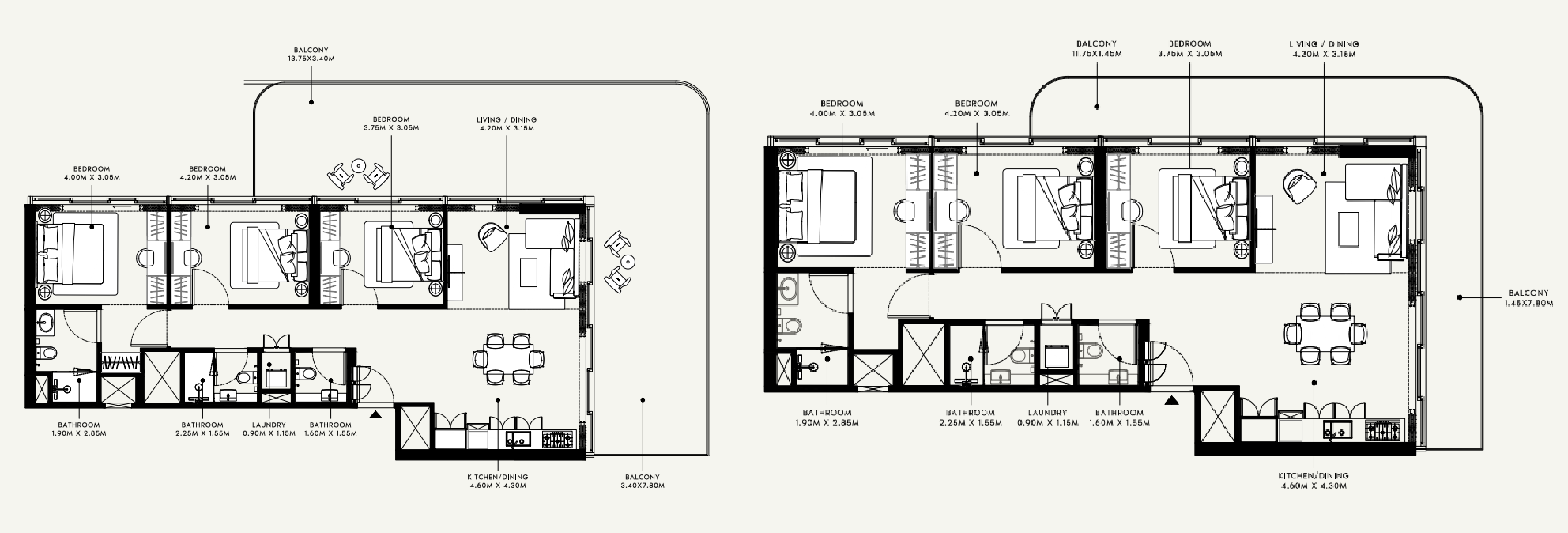 3 Bedroom Apartment | Floor Plan | Azizi Raffi, Al Furjan