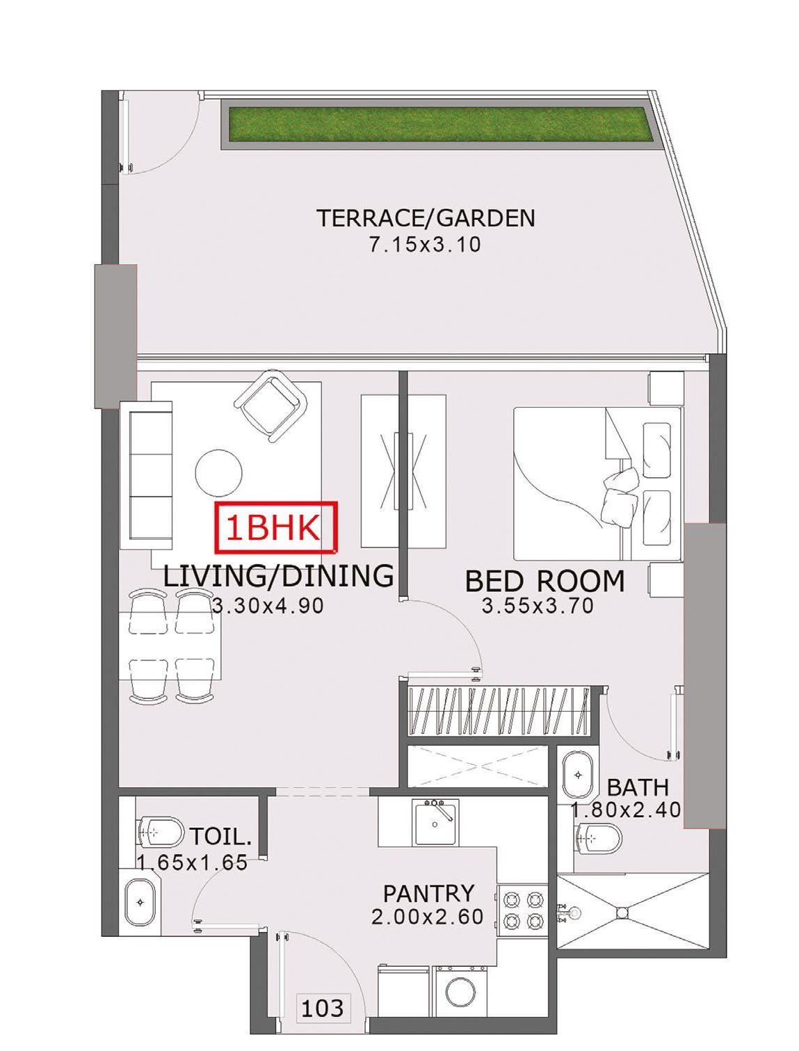 1 Bedroom Apartment with Private Garden Terrace | Smart Layout with Defined Zones