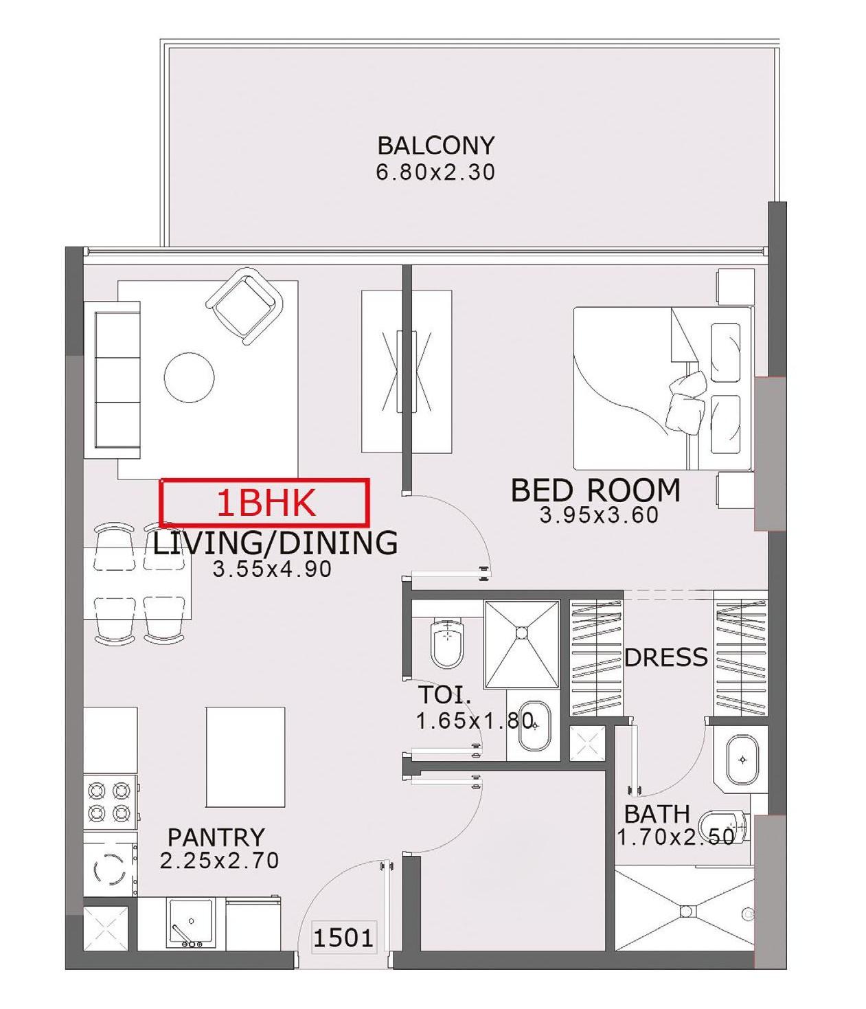 1 Bedroom + Study | Corner Layout with Balcony & Dressing Room | Coventry 2