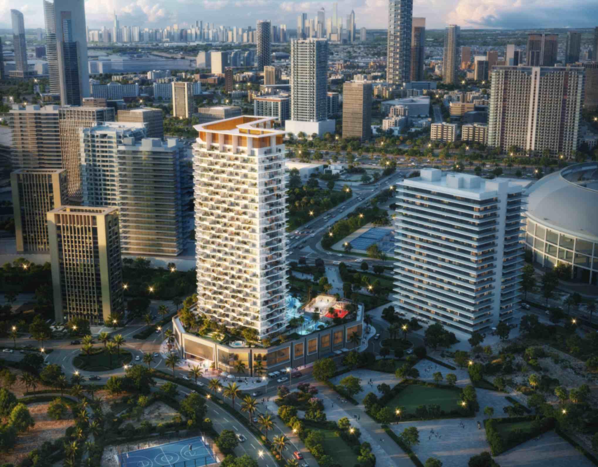 2 Bedroom Cricket Stadium & Amenity View Apartment at Binghatti Haven | 1376.02 Sq.Ft. | Dubai Sports City
